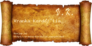 Vranka Kordélia névjegykártya